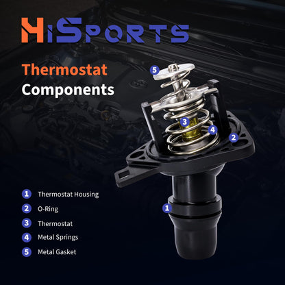 HiSport Engine Coolant Thermostat Housing Assembly - Compatible with Acura TSX 2009-2014 | Honda Crosstour 2013-2015 Accord 2003-2012 Element 2003-2011 - Replace 19301RAAA02