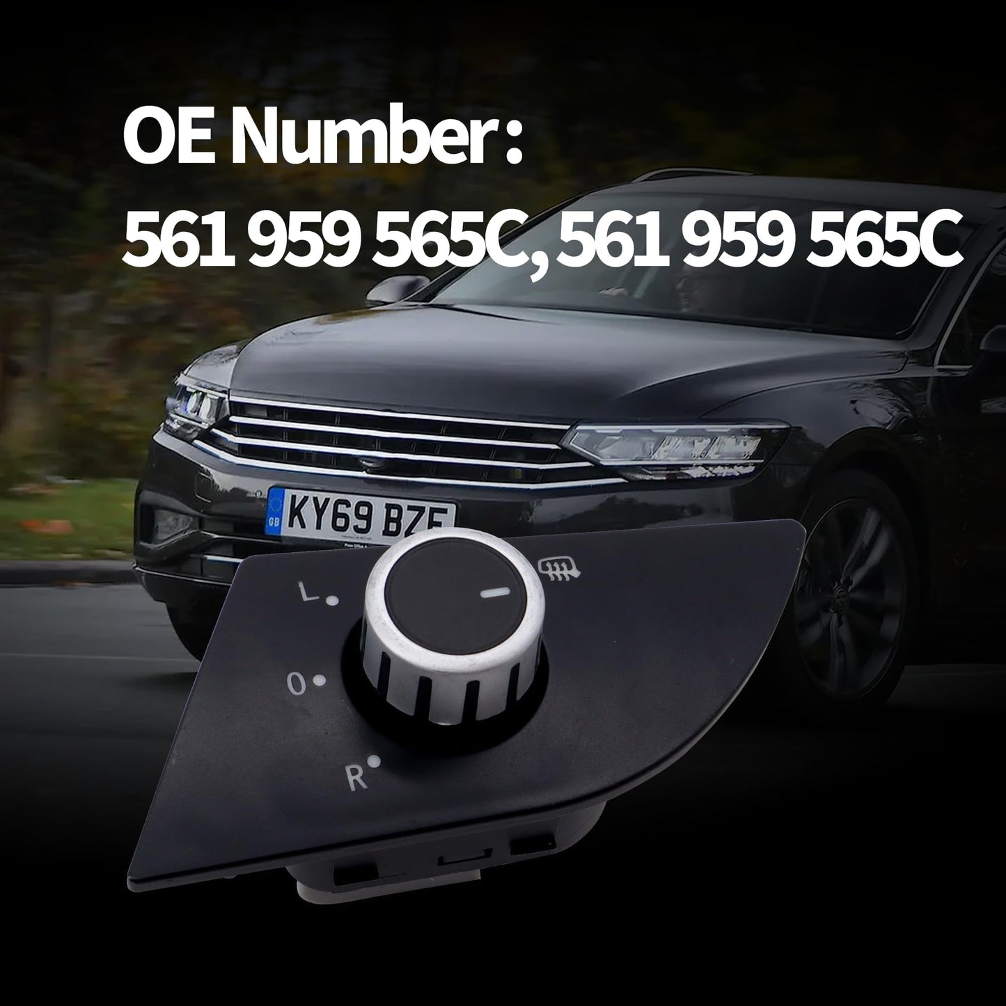 HiSport 561959565C Side Mirror Switch Knob Front Left - Compatible with VW Passat 2012 2013 2014 2015