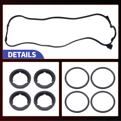 HiSport Engine Valve Cover Gasket Set - Compatible with Honda 1990-1997 Accord 2.2L 1995-1997 Odyssey 2.2L 1992-1996 Prelude 2.2L Compatible with Isuzu 1996-1997 Oasis 2.2L- Replace VS50365R
