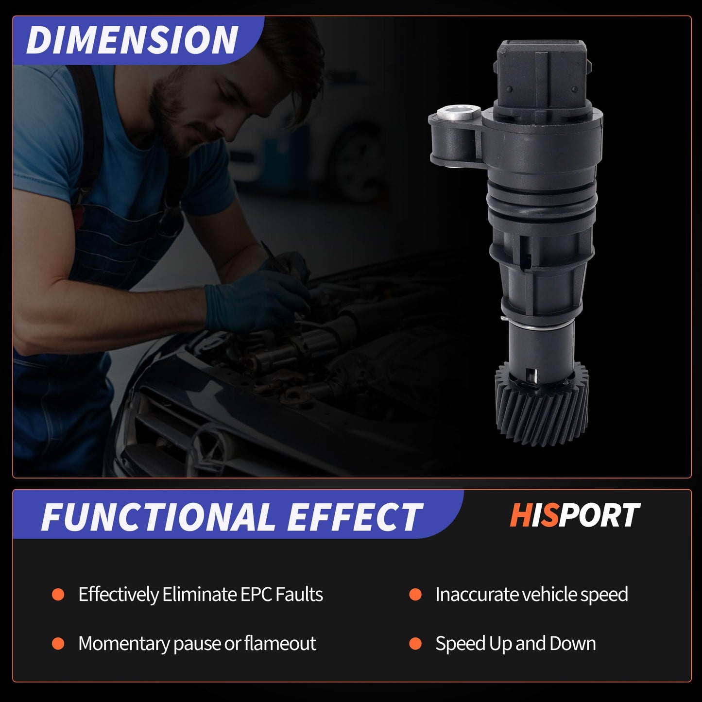 HiSport Transmission Output Speed Sensor Compatible with Hyundai Tiburon 2006-2008 Sonata 1999-2000 Elantra 2001-2006 Kia Optima 2001-2007 Spectra 2005 Replaces B113802020CA
