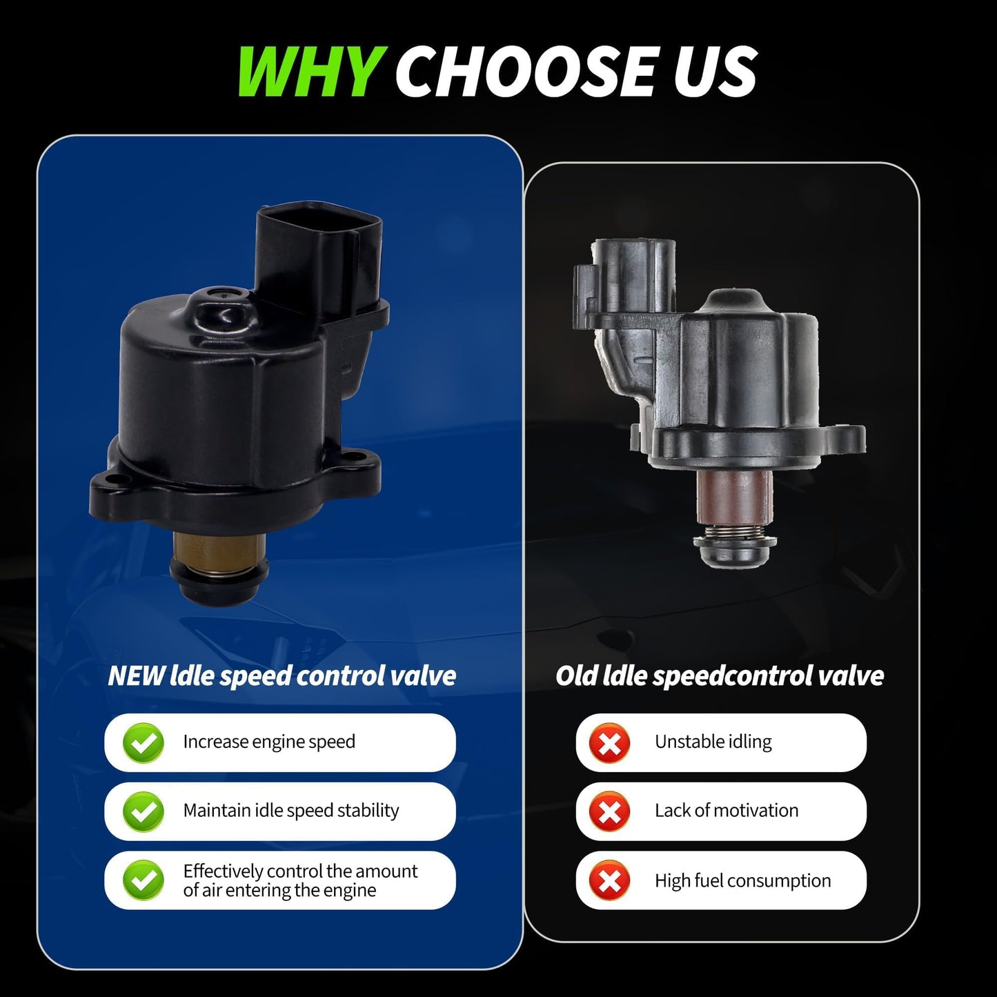 HiSport Fuel Injection Idle Air Control Valve - Compatible with Chrysler Sebring, Dodge Stratus, Mitsubishi Eclipse, Galant, Montero, Montero Sport Replaces MD628174