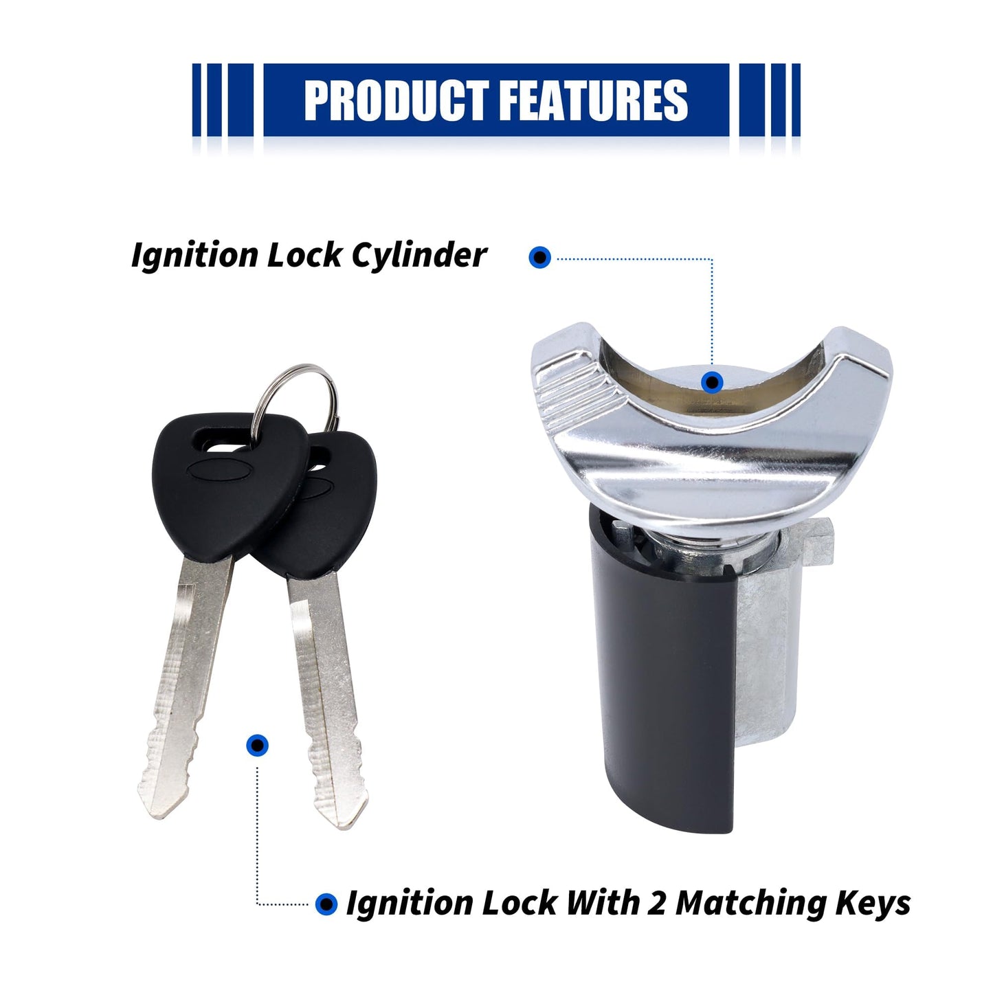 HiSport Ignition Lock Cylinder W/Keys - Compatible with Ford 1992-1995 E150/250/350, Ford 1993-1996 F150/F250/F350/F53/F59 Lincoln 1993-1998 Mercury 1990-1995 Replaces 924-730