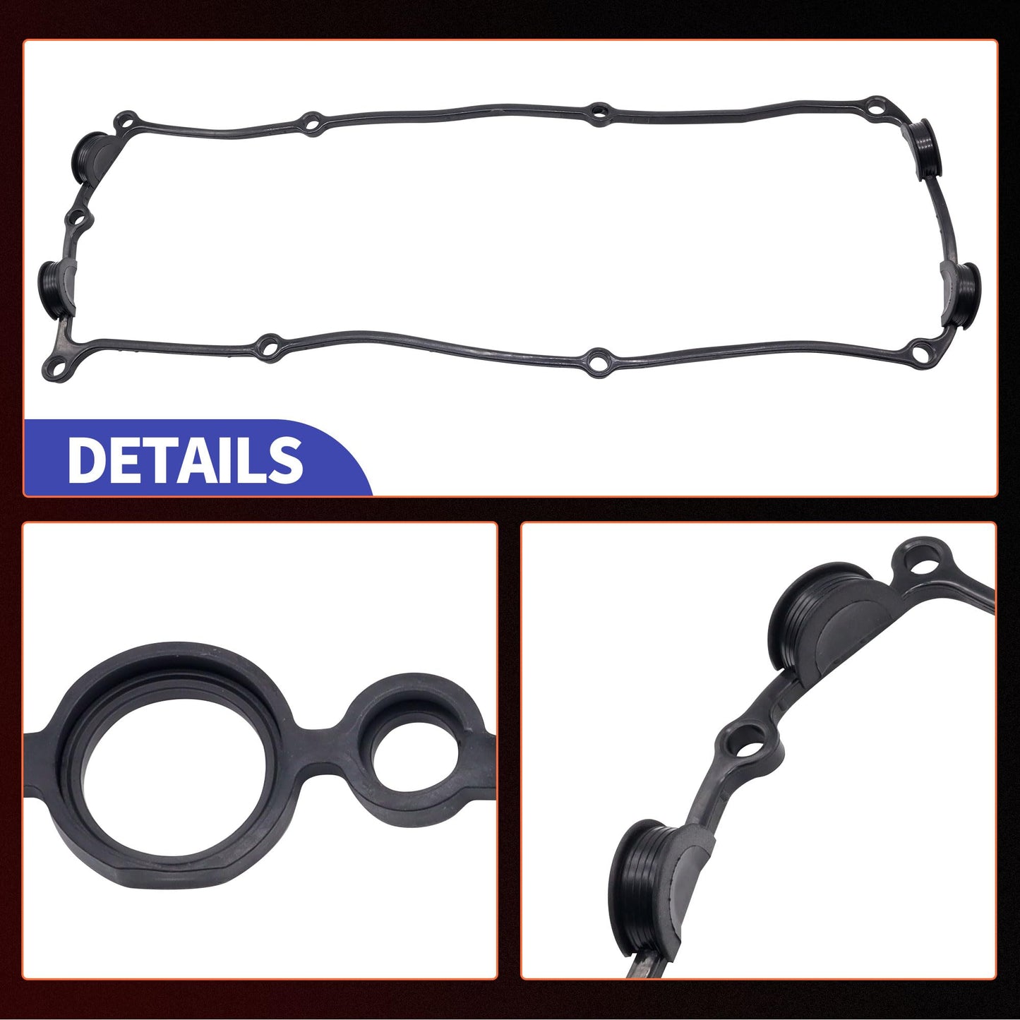 HiSport Engine Valve Cover Gasket - Compatible with Nissan 1998-2004 Frontier 2.4L Compatible with Nissan 2000-2004 Xterra 2.4L Compatible with Nissan 1995-1998 240SX 2.4L - Replace VS50550R