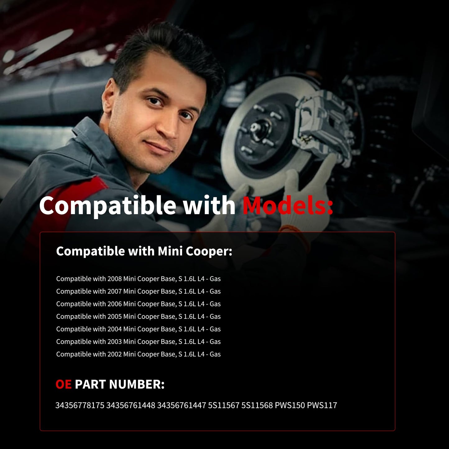 HiSport Front and Rear Brake Pad Wear Sensor - Compatible with Mini Cooper 2003-2008 - Replace 34356761447 34356761448