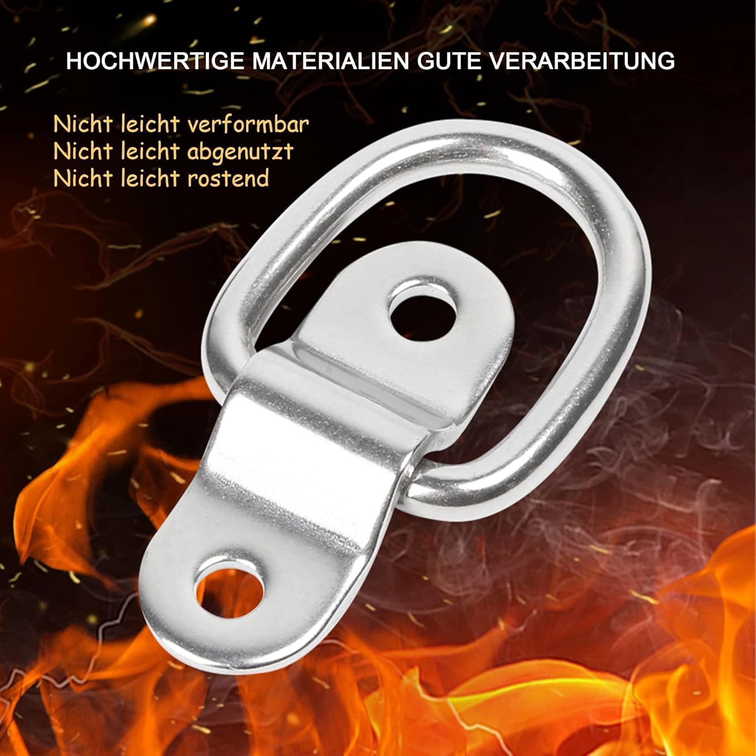 HISports D-Ring-Edelstahl-Krawatten Set, 8 Stück, Edelstahl-Struktur Ring-D-Ring, Anhänger-Befestigungsösen, Anhänger-Zubehör mit 16 Schrauben für Anhänger, LKW, Bootszubehör, Kfz-Spanngurte