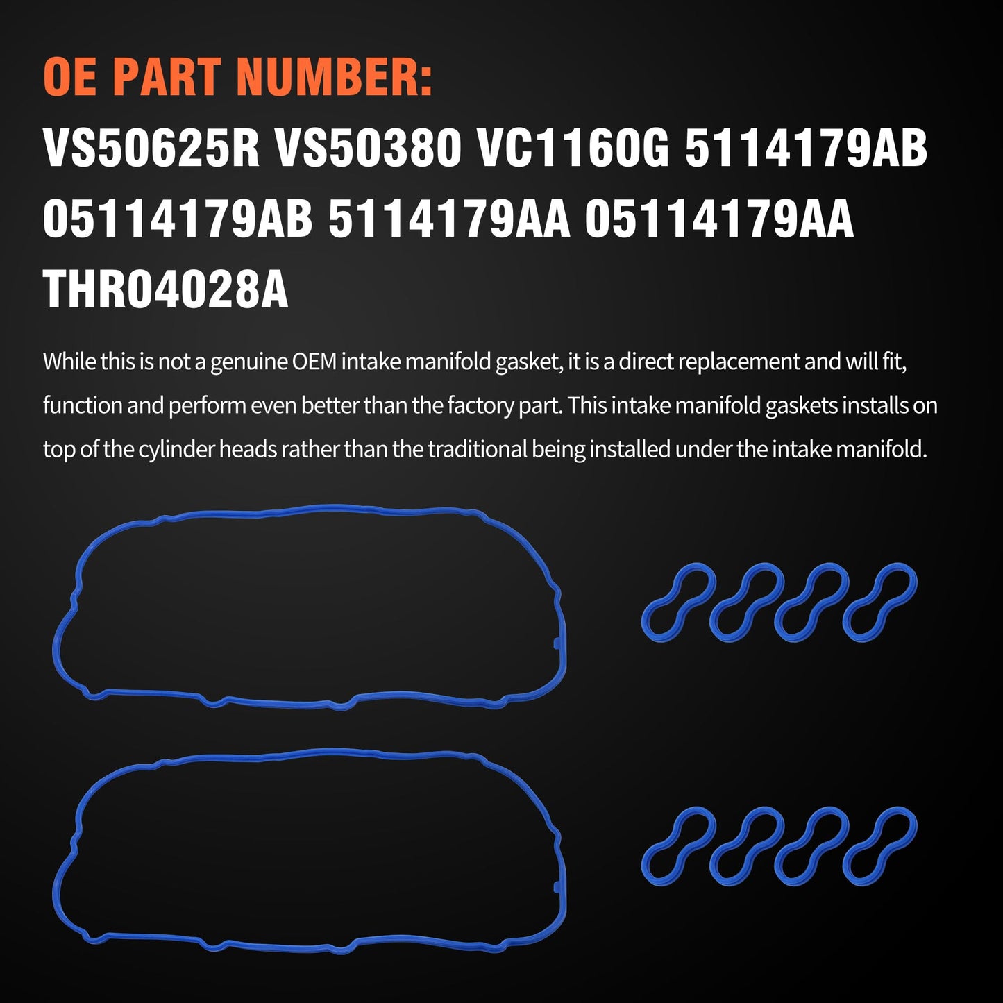 HiSport Valve Cover Gasket Set - Compatible with Chrysler 300 Aspen Dodge Challenger Charger Jeep Grand Cherokee Ram 1500 3.0L 3.6L 3.7L 4.7L 5.7L 6.1L 6.2L 6.4L 2003-2024 - Replace VS50625R