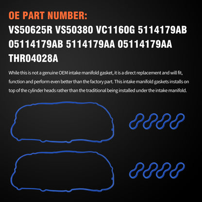 HiSport Valve Cover Gasket Set - Compatible with Chrysler 300 Aspen Dodge Challenger Charger Jeep Grand Cherokee Ram 1500 3.0L 3.6L 3.7L 4.7L 5.7L 6.1L 6.2L 6.4L 2003-2024 - Replace VS50625R