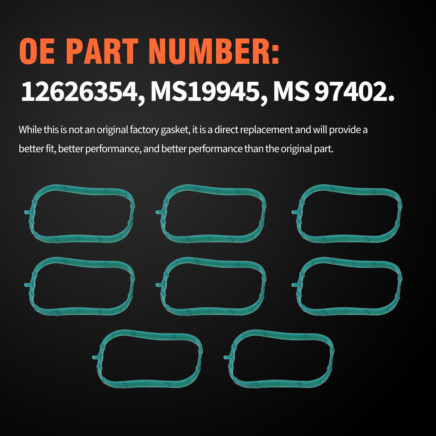 HiSport 8 PCS Engine Intake Manifold Gasket Runner Seals Compatible with GM Cadillac Chevrolet GMC Savana Sierra Silverado 1500 2500 3500 Yukon Camaro Corvette Escalade Replace 12626354