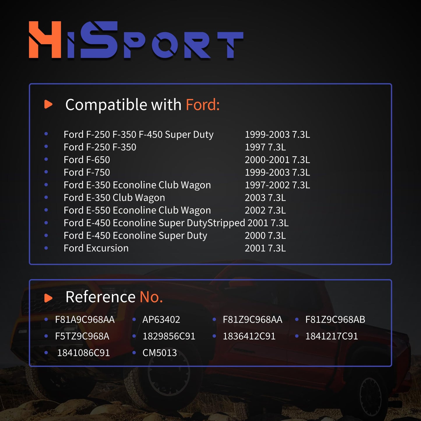 HiSport 7.3 IPR Valve Injector Pressure Regulator & ICP Control Sensor with Pigtail Connector Compatible with Ford Excursion, F-250 F-350 F-450 F-550 Super Duty, F81A9C968AA F5TZ9C968A 1841217C91