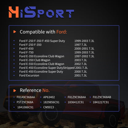 HiSport 7.3 IPR Valve Injector Pressure Regulator & ICP Control Sensor with Pigtail Connector Compatible with Ford Excursion, F-250 F-350 F-450 F-550 Super Duty, F81A9C968AA F5TZ9C968A 1841217C91