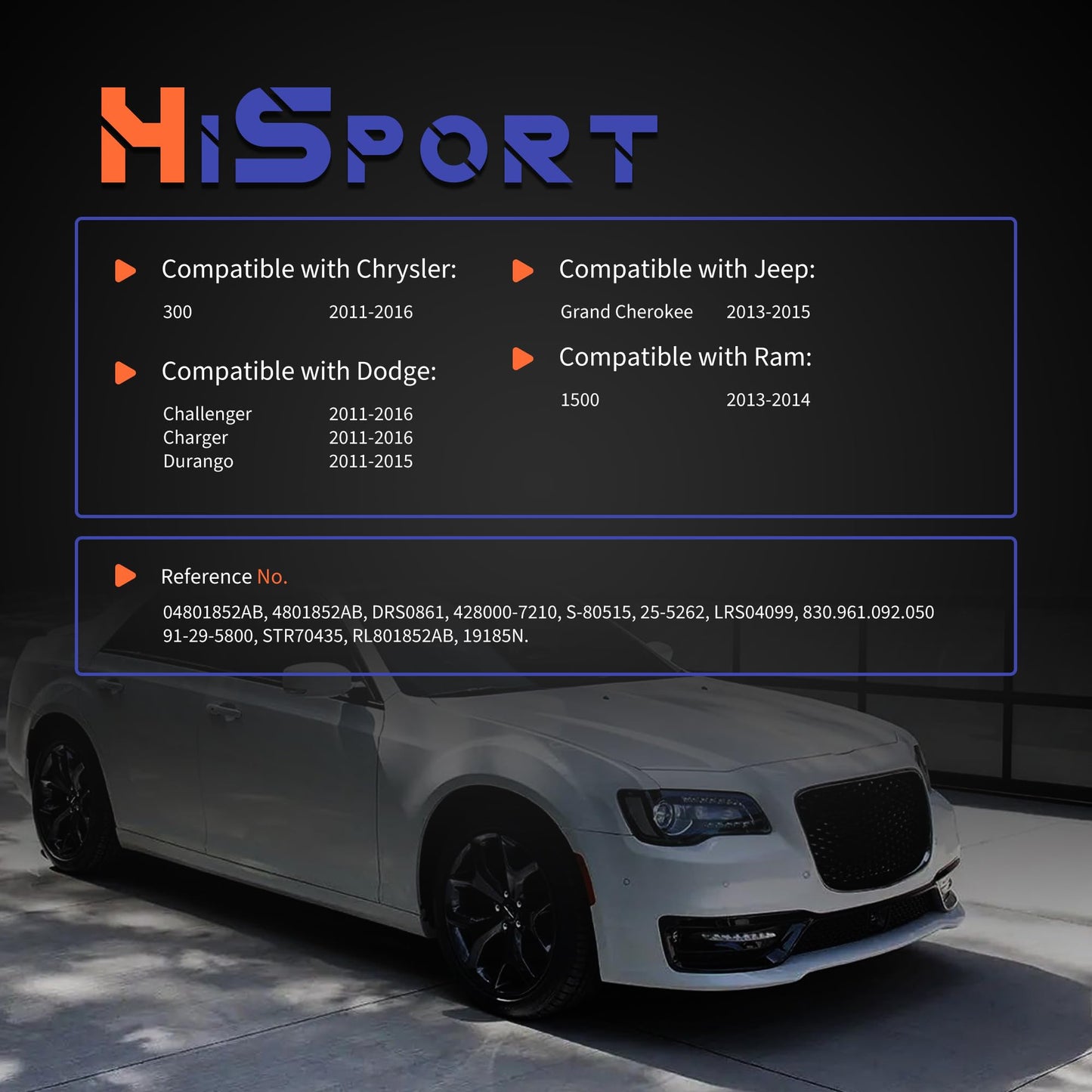 HiSport Starter Motor 19185N Compatible with Chrysler 300 2011-2016 & Dodge Challenger 2011-2016, Charger 2011-2016, Durango 2011-2015 & Jeep Grand Cherokee 2013-2015 & Ram 1500 2013-2014