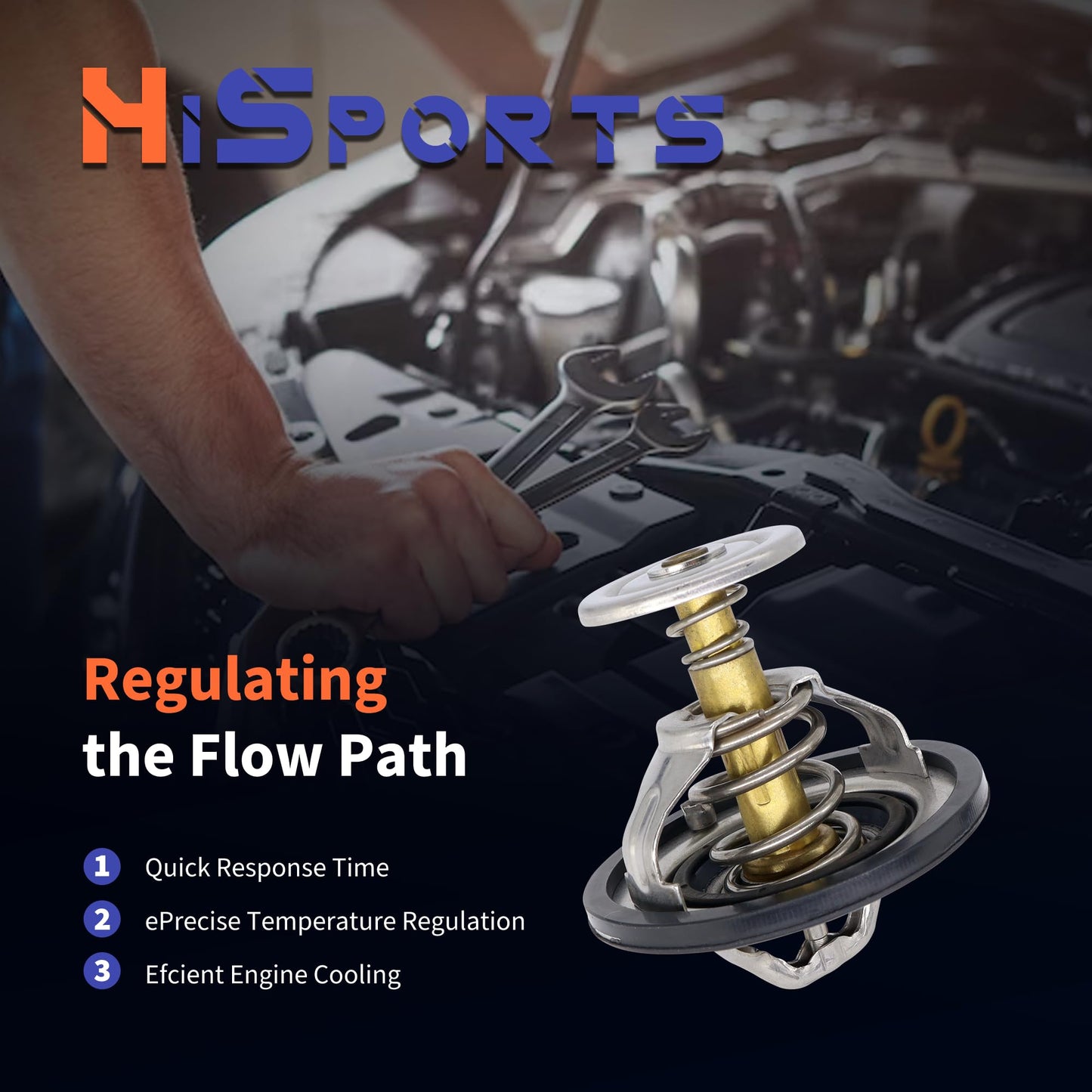 HiSport RT1201 Thermostat - Compatible with Ford E-450/E-550/F-250/F-350/F-450/F-550 Super Duty E-350 Econoline Club Wagon E-450 Econoline Super Duty E-550 Econoline Super Duty 1996-2003