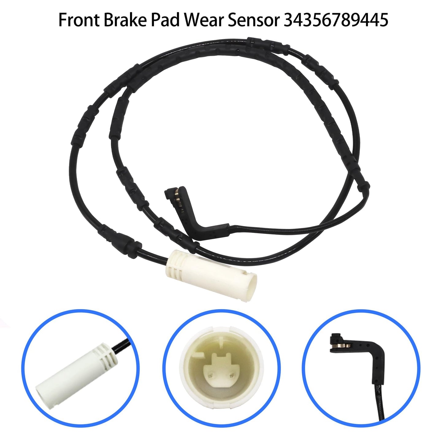 HiSport Front and Rear Brake Pad Wear Sensor 34356789440 + 34356789445 Compatible with BMW E81 E87 E82 E88 E90 E91 E92 E93 (2 Sets/4 PCS)