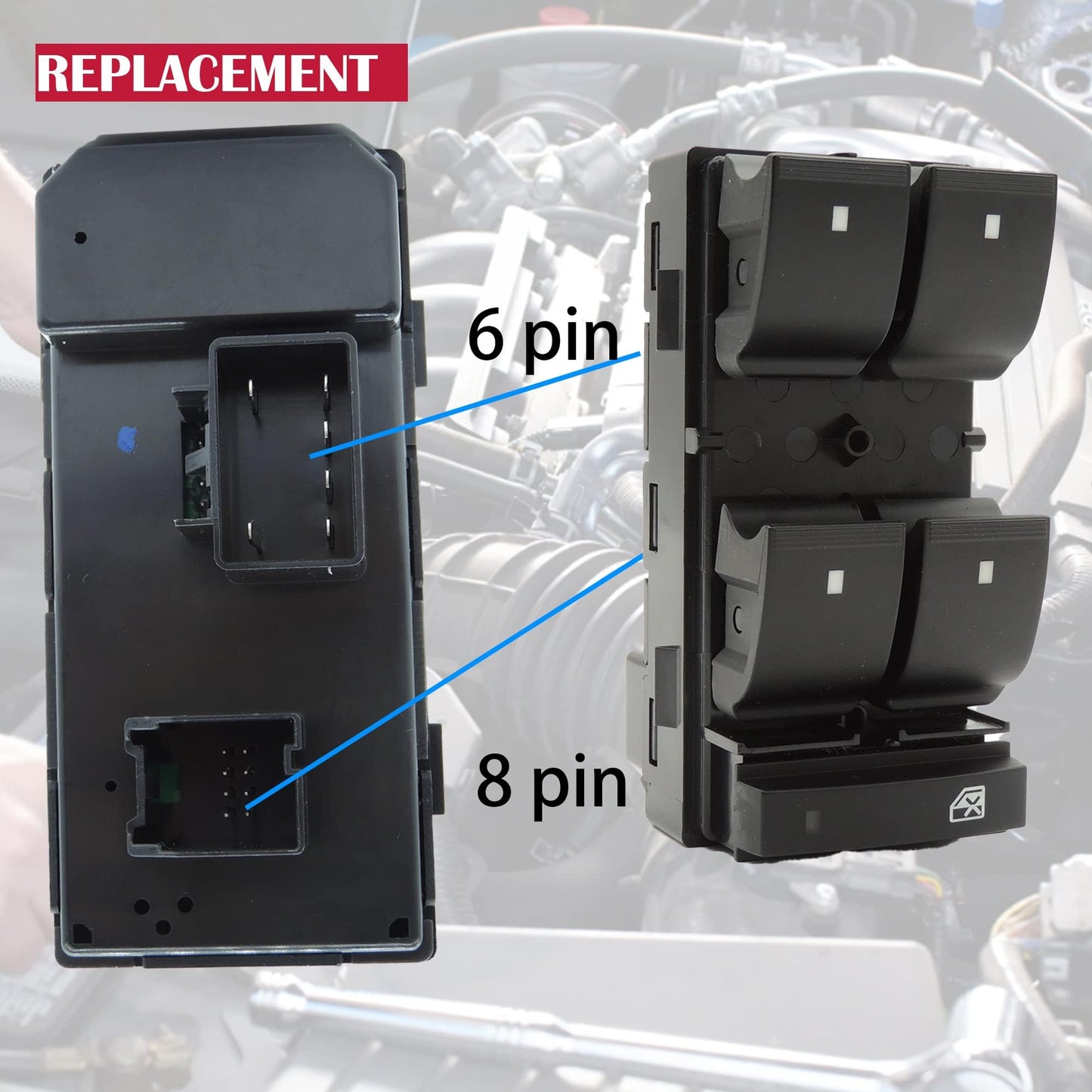 HiSport Driver Side Window Control Switch Compatible with Chevrolet Silverado 1500,Silverado 1500 Classic,Silverado 2500,Silverado 2500 Classic,Silverado 3500,Silverado 3500 Classic,Traverse 25951963