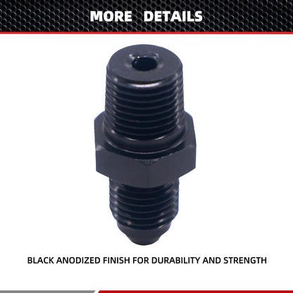 HiSport 3AN to 1/8 NPT Male Hose Fitting Adapter, Universal Aluminum Flare Male 3AN to 1/8'' NPT Union Fuel Oil Line Pipe Connector Black Anodized