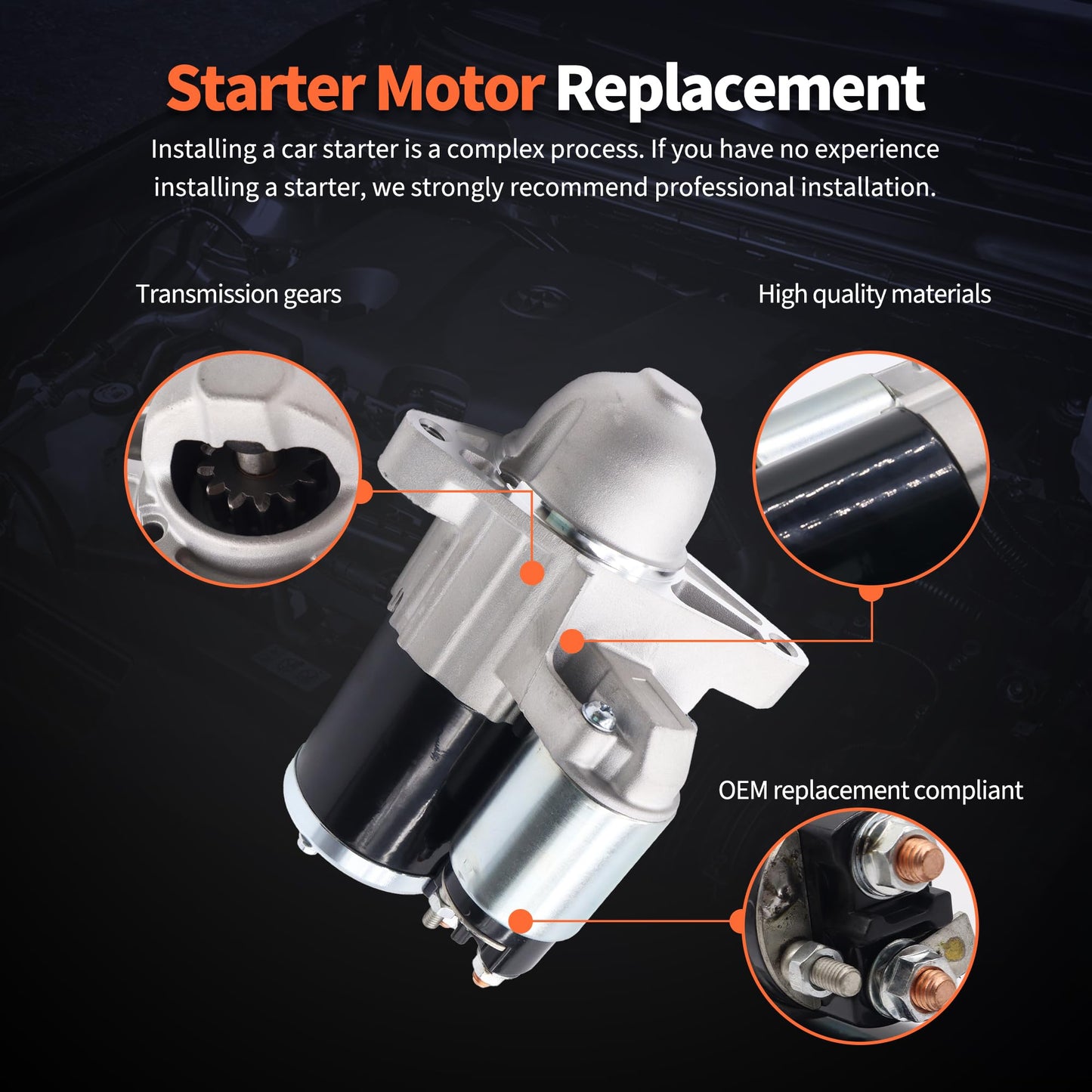 HiSport Starter Motor 12V 1.4KW 13 Teeth Clockwise 410-48224 M0T39571ZC Compatible with Ford F-150 Transit-150 Transit-250 Transit-350 Mustang Expedition & Lincoln Navigator SMT0423 19260N