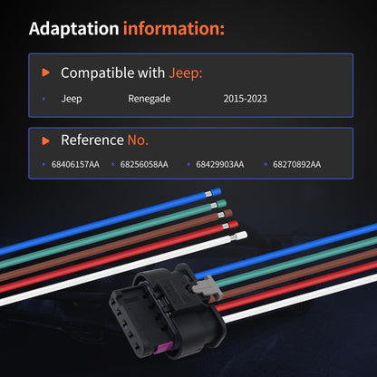 HiSport 5 Pin Rear Taillight Harness Connector Compatible with Jeep Renegade 2015-2022 Replace 68406157AA
