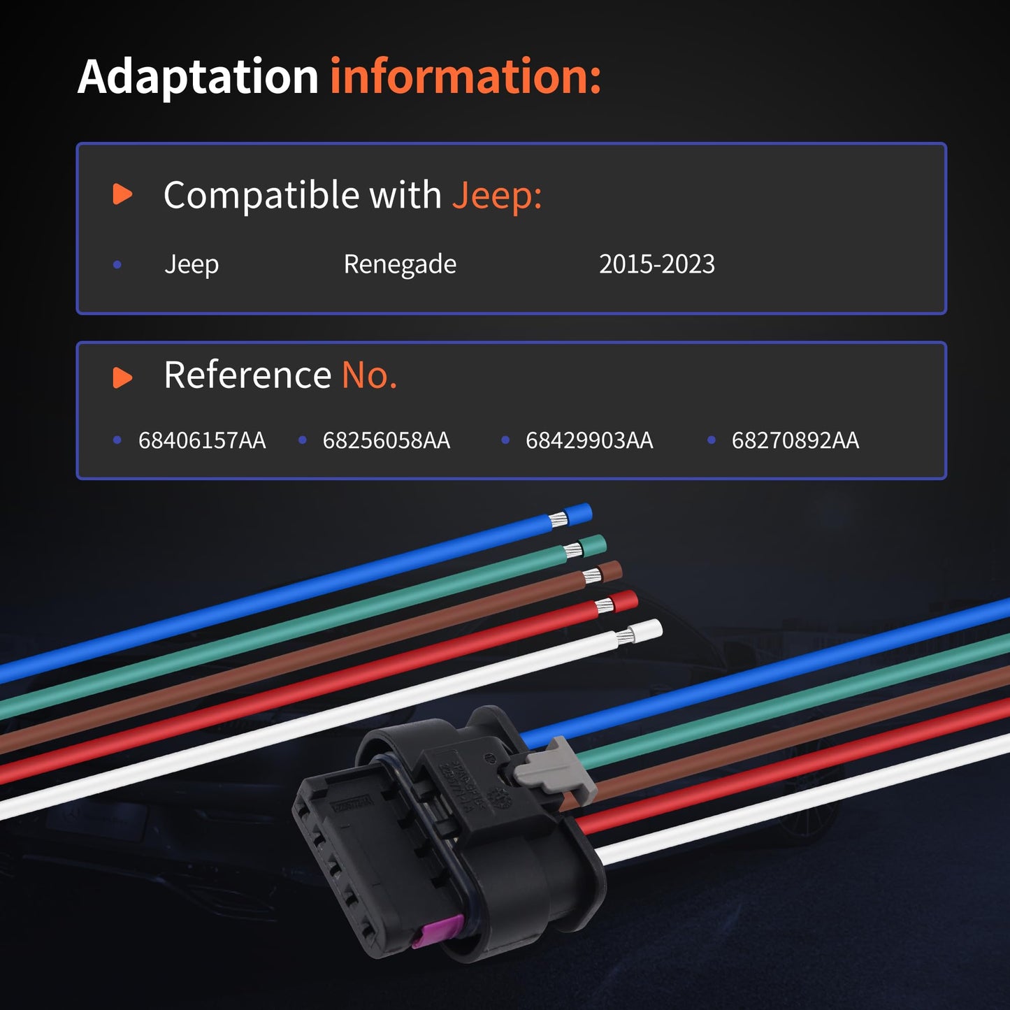 HiSport Tail Light Socket Plug Harness Wiring Compatible with Jeep Renegade 2015-2023 Replace 68270892AA