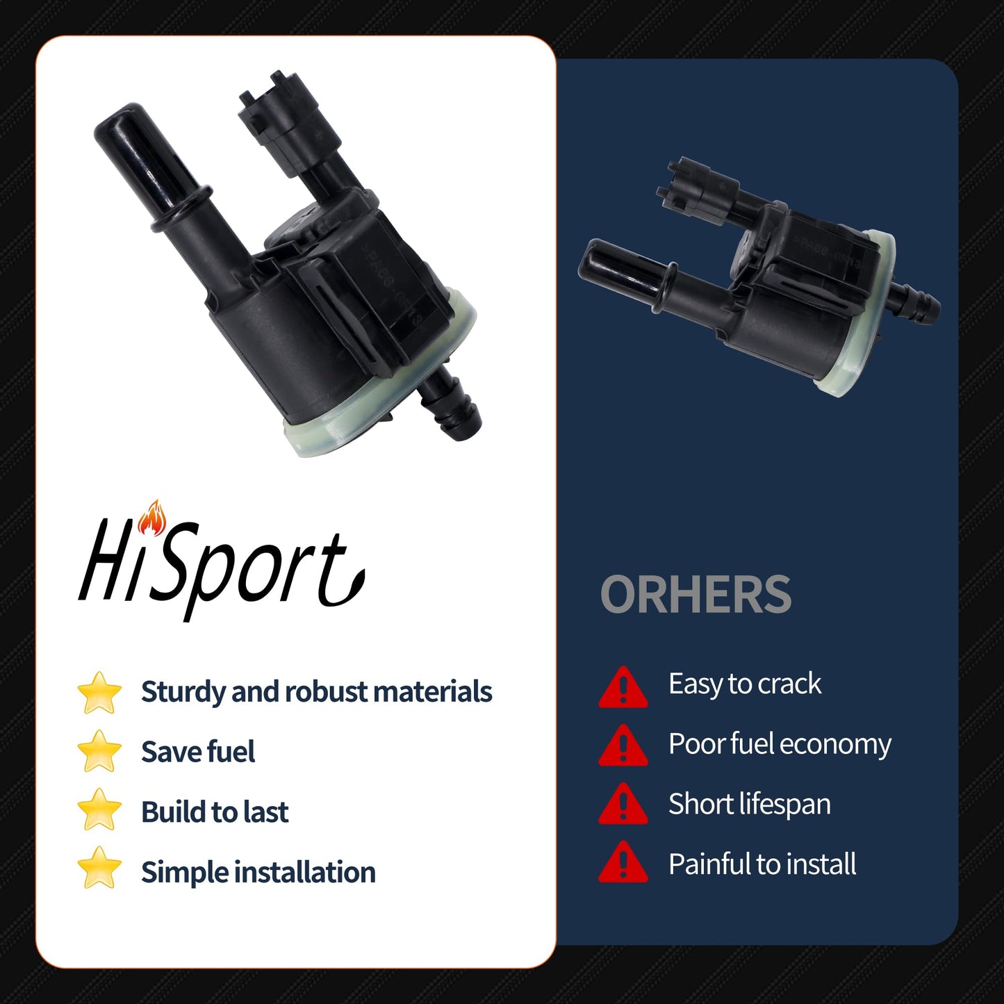 Hisport 911-410 Vapor Canister Purge Valve - Compatible with CHRYSLER DODGE JEEP RAM - Replaces 4627694AA 4627694AB