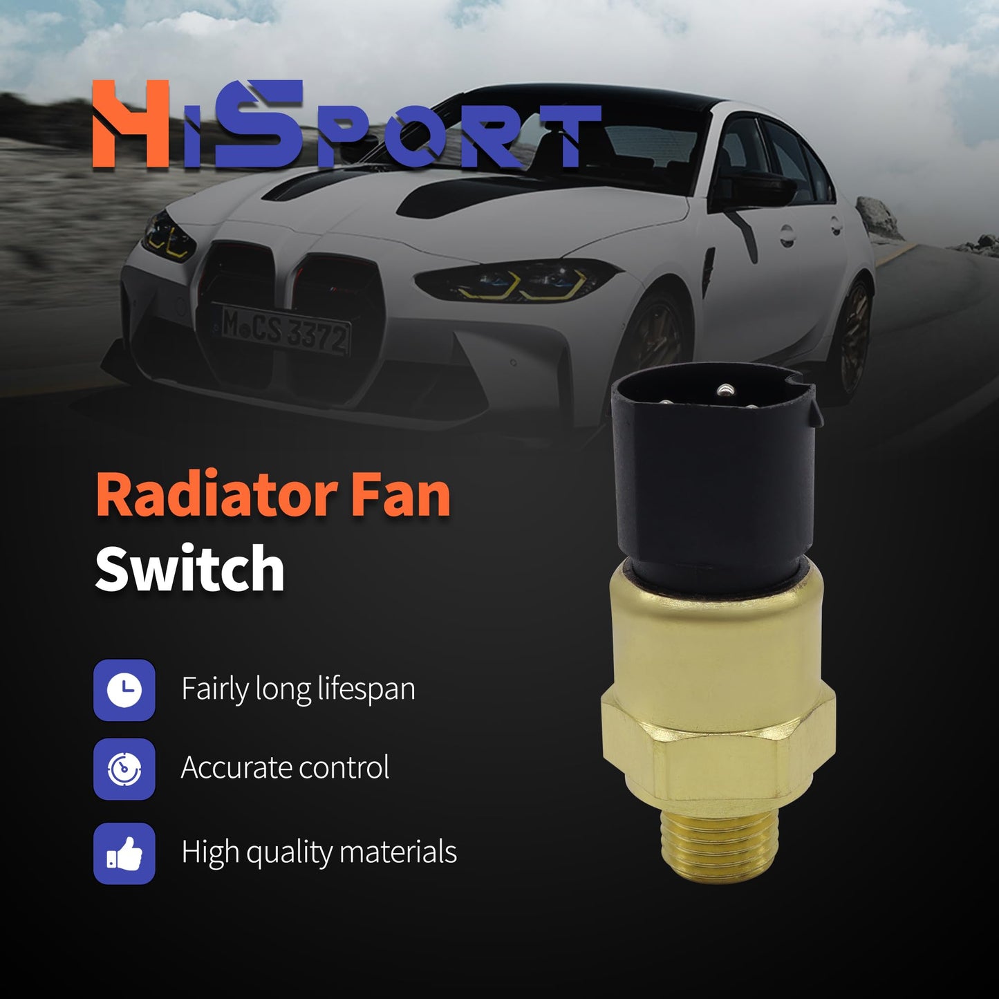 HiSport 61311378073 Coolant Temperature Sensor Radiator Fan Switch - Compatible with BMW 318I 318IS 318TI 325 325E 325ES 325I 325IS 325IX 525I Replaces 1378073