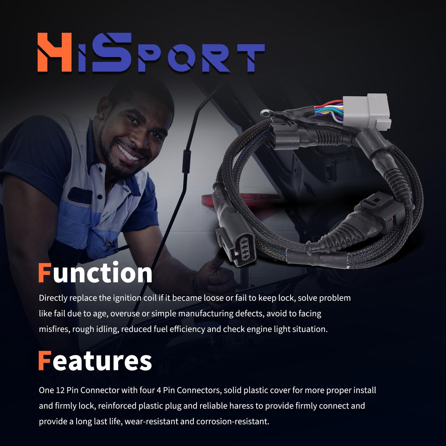 HiSport Ignition Coil Wiring Harness Loom Compatible with Audi A4 TT Quattro Replacement for Volkswagen Beetle Golf Jetta Passat 06B998018T 0347010004