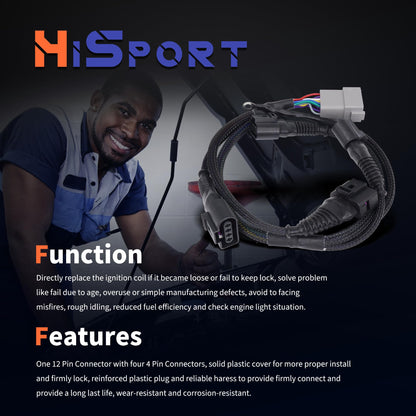 HiSport Ignition Coil Wiring Harness Loom Compatible with Audi A4 TT Quattro Replacement for Volkswagen Beetle Golf Jetta Passat 06B998018T 0347010004