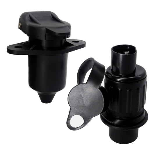 HiSport 12V Trailer Adapter - Black Plastic Trailer Connector 3 Pin Weatherproof Trailer Plug Wiring Connector Adapter Socket