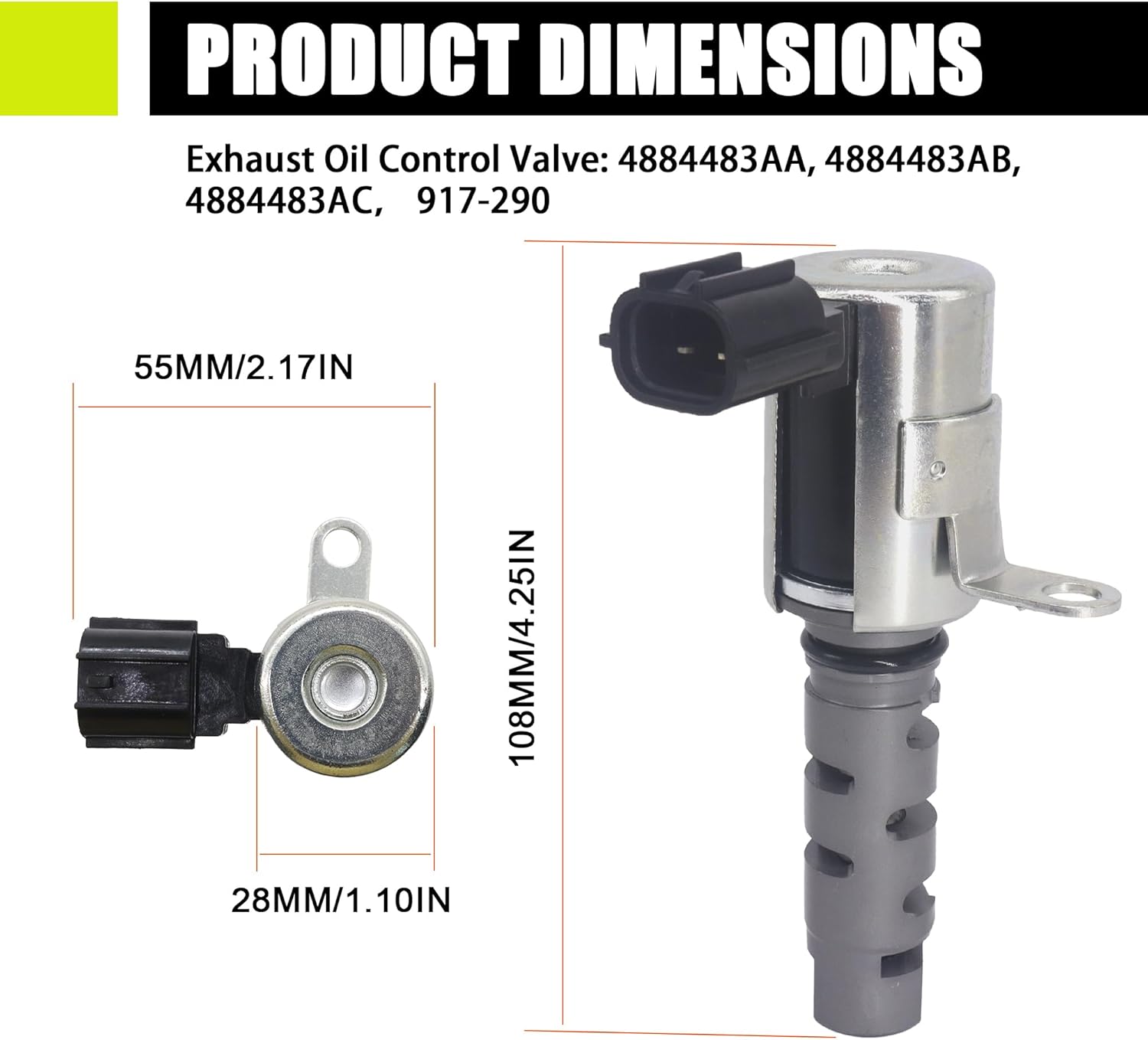 HiSport Variable Valve Timing Solenoid - Intake & Exhaust VVT Actuator Oil Control Valve OCV Compatible with Chrysler 200 Sebring/Dodge Avenger Caliber Journey/Jeep Compass Patriot 2PCS/SET