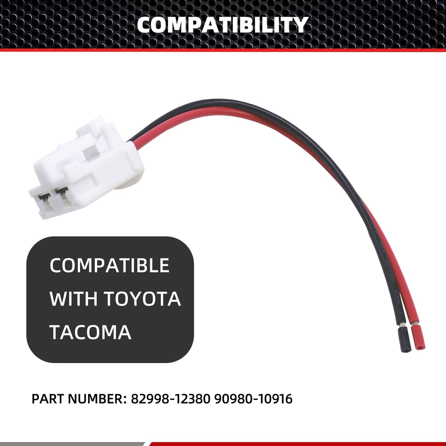 HiSport 82998-12380 Blower Motor Connector Pigtail Plug Wire/Wiring Harness Compatible with Toyota Tacoma 2005 2006 2007 2008 2009 2010 2011 2012 2013 2014 2015 2016 Replace 90980-10916