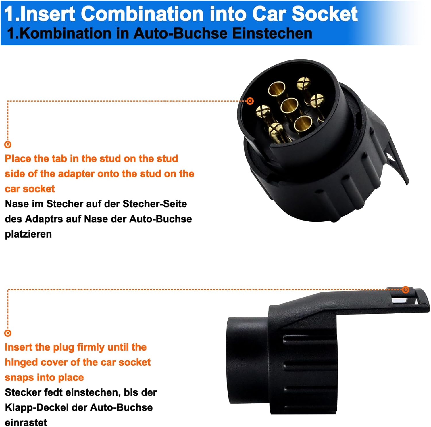 HISports 7 Pin To 13 Pin Towing Adaptor - 7 Pin To 13 Pin Trailer Adapter For Trailer Caravan Truck Bike Racks, 7 Pin To 13 Pin Towing Adapter Socket Plug 7pin To 13pin Adapter Converter Connector