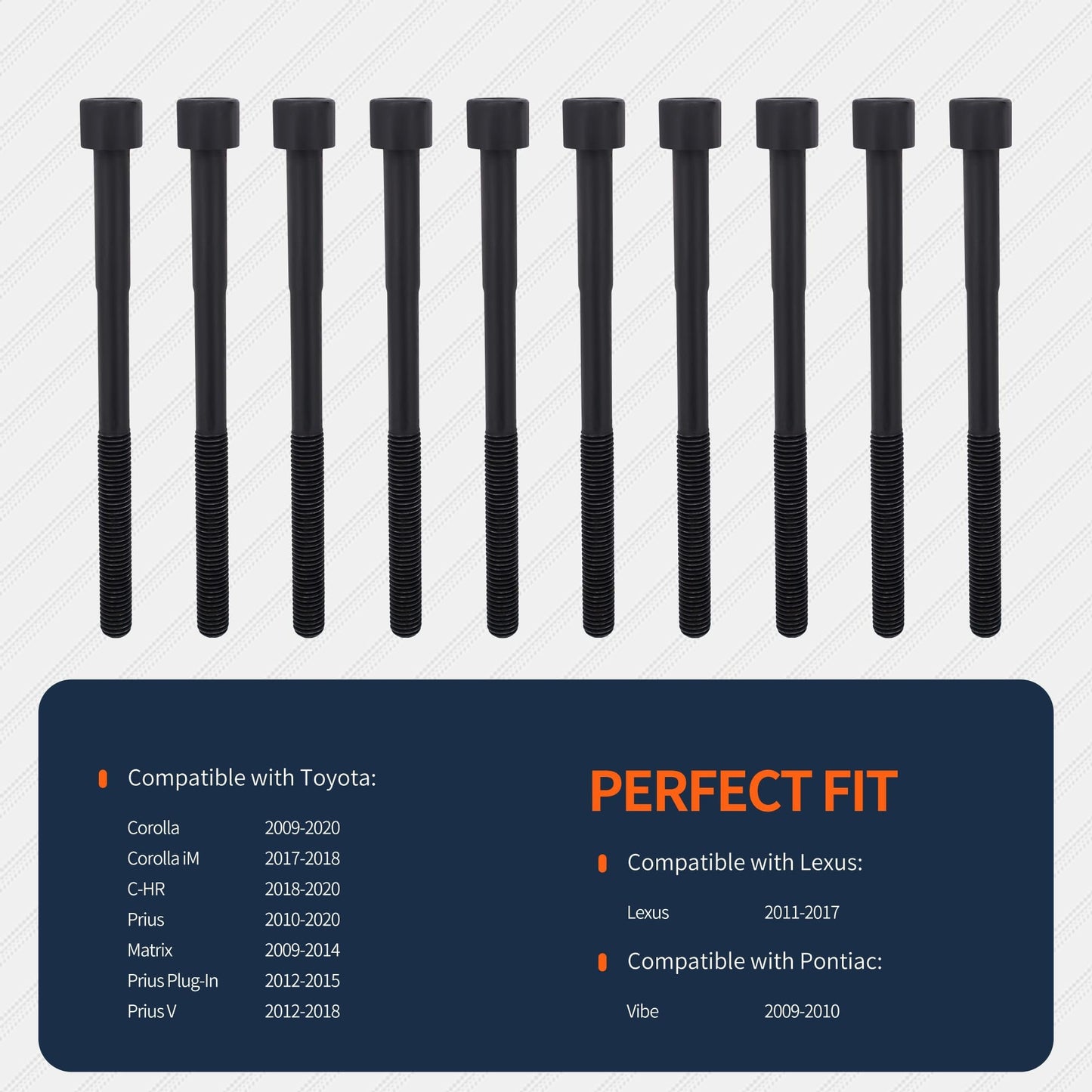 HiSport ES72434 Engine Cylinder Head Bolt Set Replacement for Lexus CT200h for Toyota Corolla Prius Matrix for Scion XD