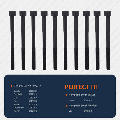 HiSport ES72434 Engine Cylinder Head Bolt Set Replacement for Lexus CT200h for Toyota Corolla Prius Matrix for Scion XD