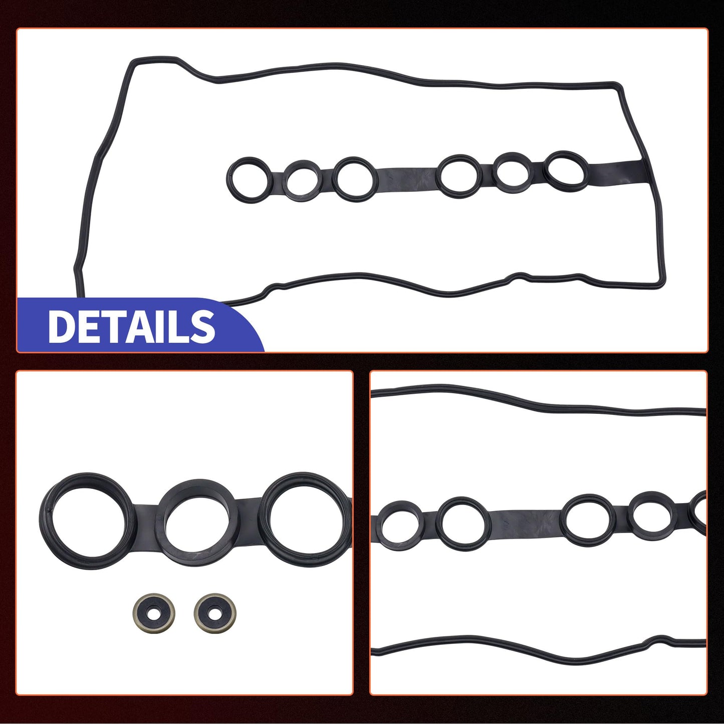 HiSport Valve Cover Gasket Seal VS50542R- Compatible with Chevy 1998-2002 Prizm Pontiac 2003-2008 Vibe Toyota 1998-2008 Corolla 2003-2008 Matrix 2000-2005 Celica 2000-2005 MR2 Spyder 1.8L