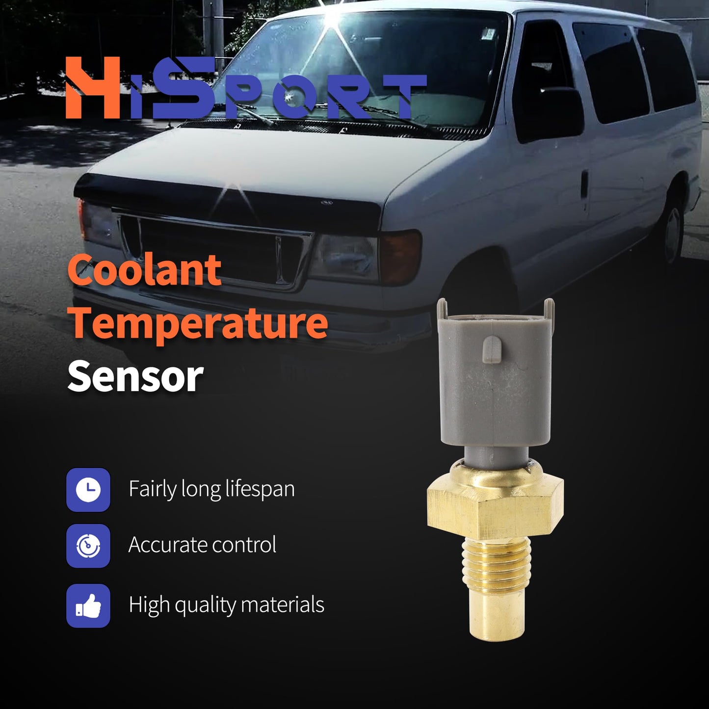 HiSport Engine Coolant Temperature Sensor - Compatible with Ford F-250 F-350 F-450 F-550 Super Duty Excursion E-150 E-250 E-350 Replace 3C3Z10884AA