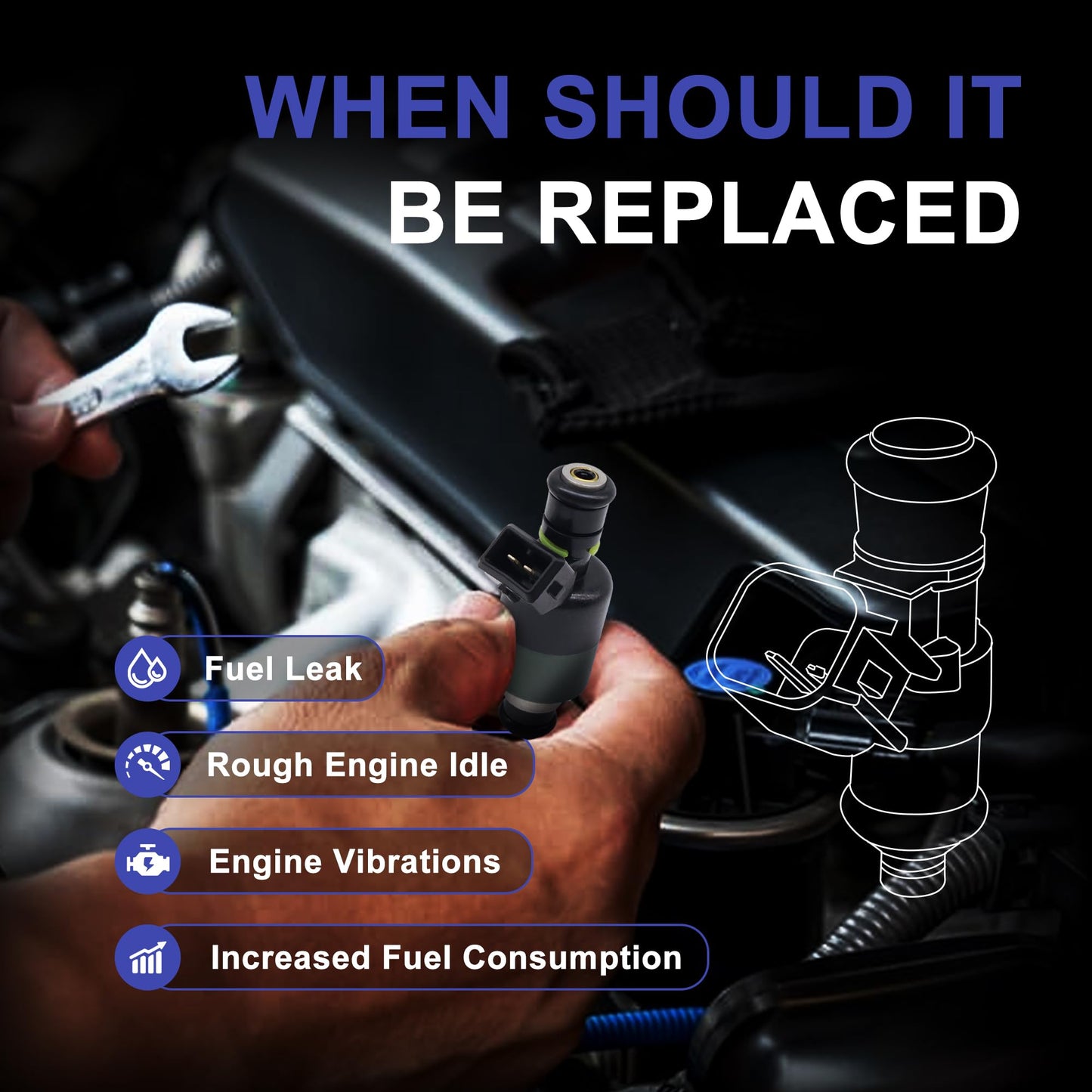 HiSport 8 Fuel Injectors Compatible with GMC Chevrolet C2500,C2500 Suburban,C3500, C3500HD,C6500 Kodiak, C7500 Kodiak,K2500, K3500,Express 3500,Savana 3500,7.4L V8 Replace 17113221