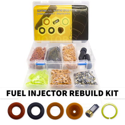 HiSport Fuel Injector Rebuild Service Repair Kits O-rings Micro Basket Filters Pintle Caps Spacers + Removal Tool,200set/box