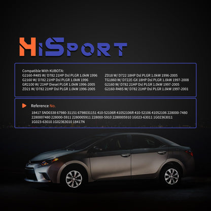 HiSport 18417 Starter Motor 1KW 12V 9-Tooth - Compatible with Kubota D782 D722 Diesel Engines 18HP 21HP 1996-2013 - Replace SND0338 67980-31151 6798031151 410-52106R 41052106R