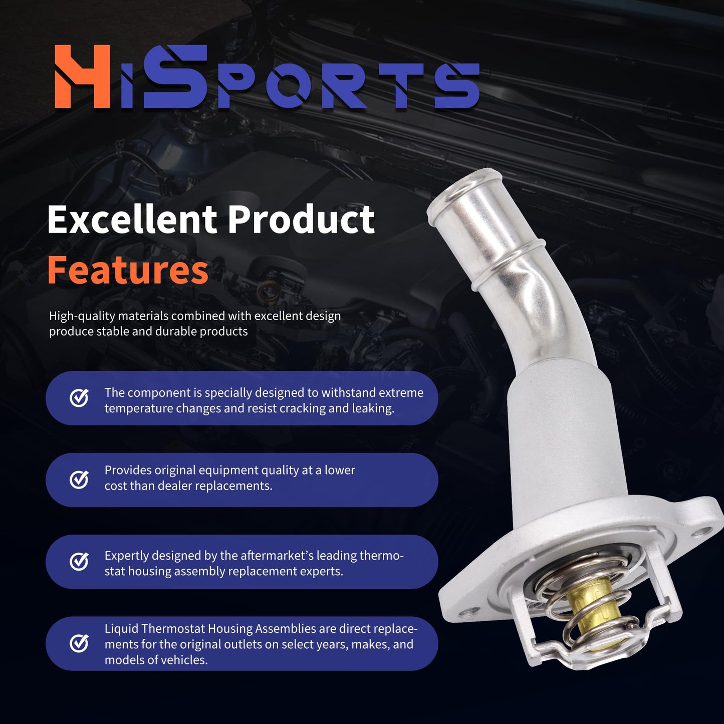 HiSport 902-800 Thermostat Housing Assembly - Compatible with Chevy Trailblazer 2002-2009 Trailblazer EXT 2002-2006 | GMC Envoy 2002-2009 Envoy XL 2002-2006 Envoy XUV 2004-2005