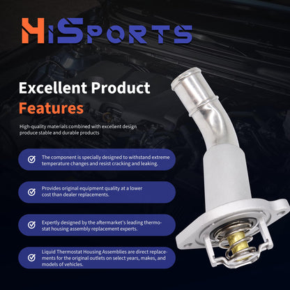 HiSport 902-800 Thermostat Housing Assembly - Compatible with Chevy Trailblazer 2002-2009 Trailblazer EXT 2002-2006 | GMC Envoy 2002-2009 Envoy XL 2002-2006 Envoy XUV 2004-2005
