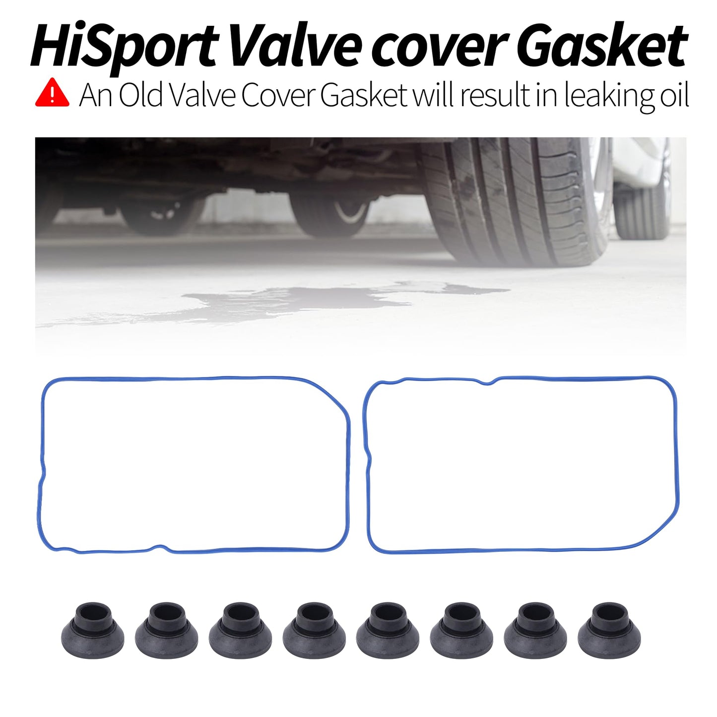 HiSport VS50504R1 Valve Cover Gasket Set VS50250A - Compatible with 4.8L 5.3L 5.7L 6.0L 6.2L Chevy Cadillac GMC Hummer Buick Pontiac Saab Isuzu Avanti 1999-2018