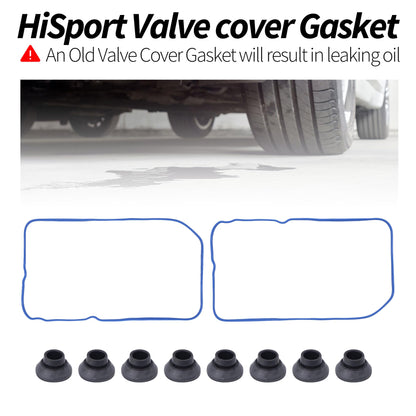HiSport VS50504R1 Valve Cover Gasket Set VS50250A - Compatible with 4.8L 5.3L 5.7L 6.0L 6.2L Chevy Cadillac GMC Hummer Buick Pontiac Saab Isuzu Avanti 1999-2018