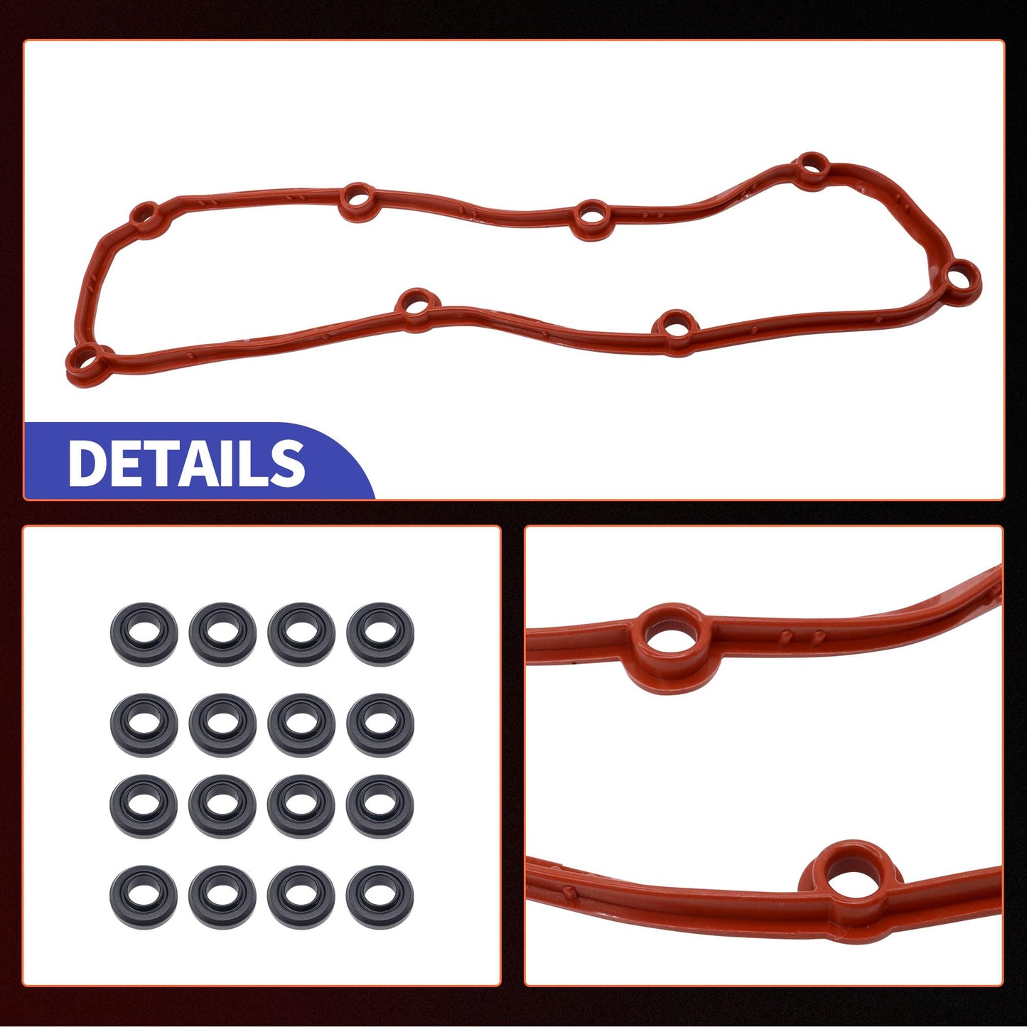 HiSport Engine Valve Cover Gasket Set - Compatible with Chrysler Town & Country Dodge Grand Caravan Jeep Wrangler Volkswagen Routan 3.3L 3.8L 2004-2011 - Replace VS50599R