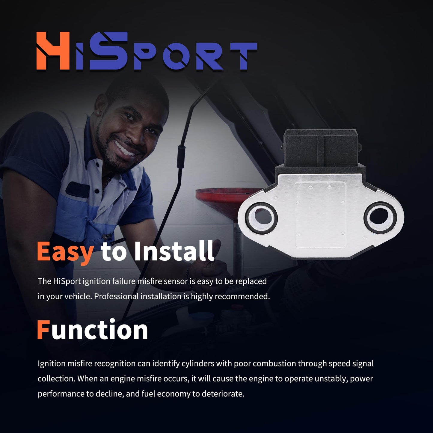 HiSport 27370-38000 Ignition Failure Misfire Sensor - Compatible with Hyundai Santa Fe Sonata XG300 KIA Optima Sedona Sorento Replaces MD374437