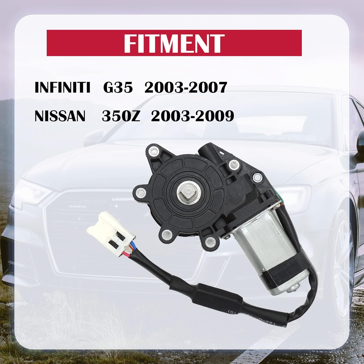 HiSport Window Motor for Driver Side (Front Left) - Compatible with Infiniti G35 2003-2007 & Nissan 350Z, Direct Replacement for OEM Part #80731CD00A 742-511