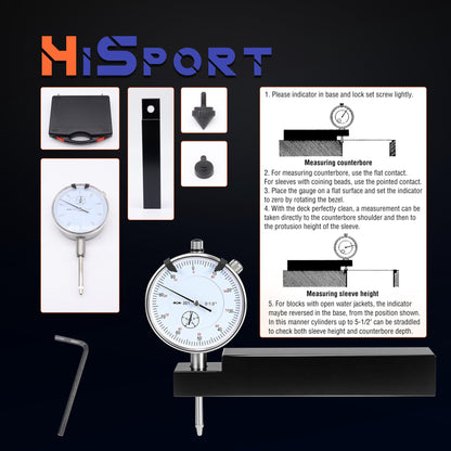 HiSport 6434 Sleeve Height and Counter Bore Gauge for All Diesel Engines - Range: 0-1.00'' Graduation: 0.001'' Reading: 0-100