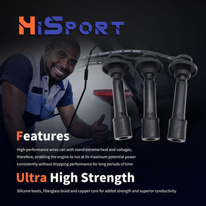 HiSport MIA11724 MIA11722 MIA11723 Spark Plug Wire Kit Replacement for John Deere 825i 825i S4