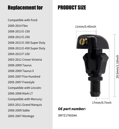 HiSport 3W7Z17603AA Windshield Sprinkler Wiper Nozzle - Compatible with Ford Flex E-150 E-250 E-350 Super Duty E-450 Super Duty F-150 Crown Victoria Taurus X Five Hundred Freestyle 2003-2014