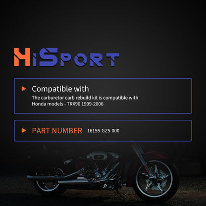 HiSport Carburetor Carb Rebuild Kit - Compatible with Honda Sportrax 90 TRX90 2x4 1999-2006 Replaces 16155-GZ5-000