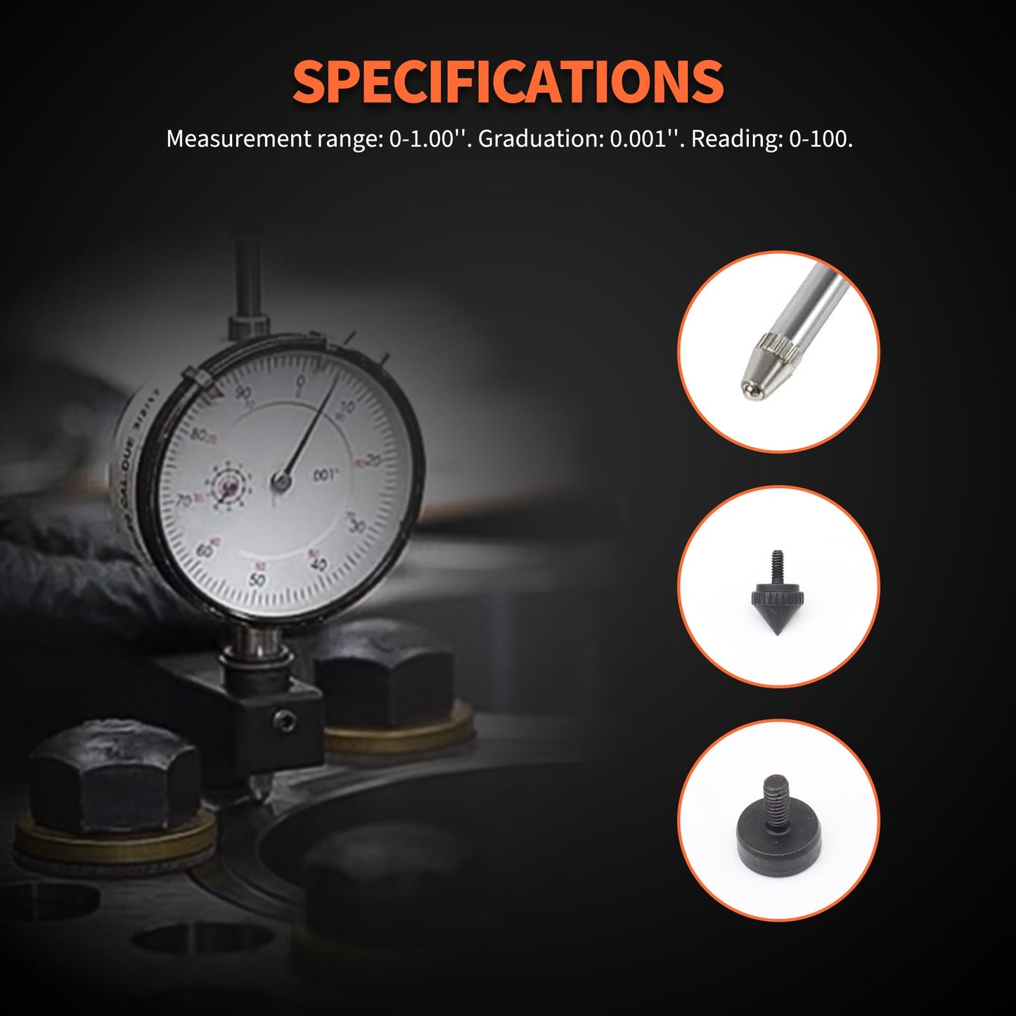 HiSport 6434 Sleeve Height and Counter Bore Gauge for All Diesel Engines - Range: 0-1.00'' Graduation: 0.001'' Reading: 0-100