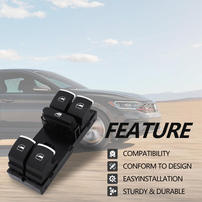 HiSport 11K4959857 Master Power Window Switch Front Left (Driver Side) Compatible with Volkswagen CC 2009-2017,Golf 2010-2013,GTI 2007-2013,Jetta 2005-2017,Passat 2006-2017,Rabbit 2006-2009,Tiguan